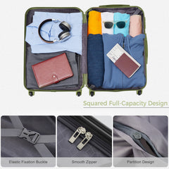 Luggage Sets New Model ABS Hardshell 3pcs Clearance Luggage Hardside Lightweight Durable Suitcase sets Spinner Wheels Suitcase with TSA Lock 20''24''28''( Light Green)