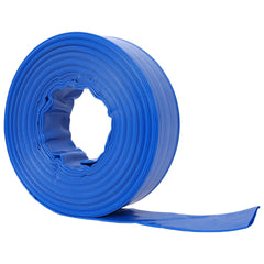 1-1/2"(Flat 2.6") widthx 100 FT Pool Backwash Hose, Blue Heavy Duty Reinforced PVC Lay Flat Water Discharge Hose for Swimming Pool Filter Pump,with 2 Clamp