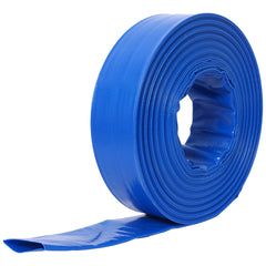1-1/2"(Flat 2.6") widthx 100 FT Pool Backwash Hose, Blue Heavy Duty Reinforced PVC Lay Flat Water Discharge Hose for Swimming Pool Filter Pump,with 2 Clamp