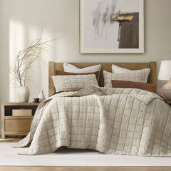 3-Piece Full/Queen Linen Garment Washed Quilt Set,Linen