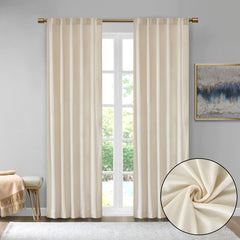 Room Darkening Metallic Printed Poly Velvet Rod Pocket/Back Tab Window Panel Pair Ivory 37x95"