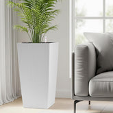 30 in Tall Large Flower Pots Planter with Self-Watering Drainage Holes&Inner Trays Indoor Outdoor Plant Pot with Drain Holes, Water Level Monitor, Inner Bucket for Garden, Patio, Porch, Backyard,White