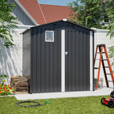 Metal Outdoor Storage Shed 6FT x 4FT, Steel Utility Tool Shed Storage House , Metal Sheds Outdoor Storage for Backyard Garden Patio Lawn (6' x 4'),Gray
