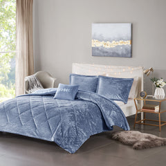 Full/Queen Velvet Comforter Set with Throw Pillow
