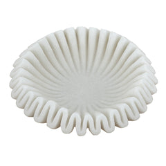 D13.5x3.5" Wavy Sand and Resin Bowl with Textured White Finish