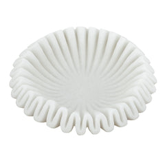 D13.5x3.5" Wavy Sand and Resin Bowl with Textured White Finish