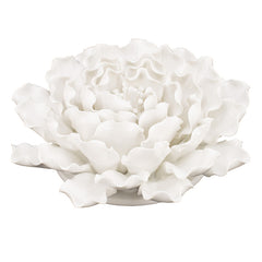 D7.3x2.8" Handmade Cream Ceramic Flower Wall Decor Accent