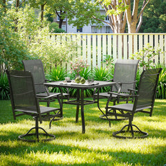 Outdoor Dining Chairs Set of 2, 360°Swivel Patio Dining Chair with Textilene Fabric, Outdoor Metal Armchair All Weather Resistant, Ergonomic Comfort, Perfect for Patio, Backyard, Balcony