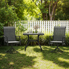 Outdoor Dining Chairs Set of 2, 360°Swivel Patio Dining Chair with Textilene Fabric, Outdoor Metal Armchair All Weather Resistant, Ergonomic Comfort, Perfect for Patio, Backyard, Balcony