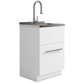 Metro - 24" Laundry Cabinet with Faucet and Stainless Steel Sink - White