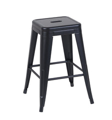 24 Inch Counter Height Stool, Backless Metal Bar Stools Set of 2, Non-Stackable, Detachable & Easy Assembly, Space-Saving Design for Kitchen Island/Bar/Café/Dining Room (Matte Black)