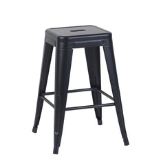 24 Inch Counter Height Stool, Backless Metal Bar Stools Set of 2, Non-Stackable, Detachable & Easy Assembly, Space-Saving Design for Kitchen Island/Bar/Café/Dining Room (Matte Black)