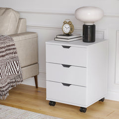 3-Drawer Vertical Filing Cabinet Rolling Wood Mobile File Cabinets Under Desk for Home Office with Casters (Non-Assembled)