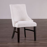 Transitional Style 2pc Arm Chair Angled Legs Padded Wing Back Welt Black And Beige Finish Dining Room