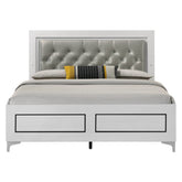 Contemporary White Finish Queen Size Platform Bed w LED Light Headboard Gray PU Upholstered Wooden Bedroom Furniture 1pc