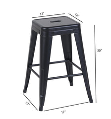 24 Inch Counter Height Stool, Backless Metal Bar Stools Set of 4, Non-Stackable, Detachable & Easy Assembly, Space-Saving Design for Kitchen Island/Bar/Café/Dining Room (Matte Black)