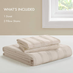 3-Piece King Woven Striped Duvet Set