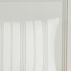 6 Piece Cotton Jacquard Oversized Comforter Set White/Grey Cal King