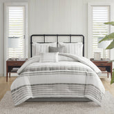 6 Piece Cotton Jacquard Oversized Comforter Set White/Grey Cal King