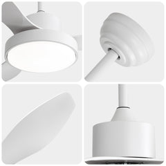 47 Inch Ceiling Fan with 22W LED Light and Remote Control 6 Speeds Reversible DC Motor White for Living Room Bedroom
