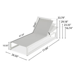 5-Level Adjustable 2-Piece Outdoor Chaise Lounge, Durable Aluminum Frame & Textilene Mesh, Perfect for Patio/Poolside