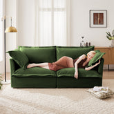 Modern Slipcovered 2-Seat Sofa Couches for Living Room, 2 Seater Sofa, Plain Chenille Deep Seat Sofa with Upholstered Cushion&Detachable Cover, Comfy Sofa Couch for Small Space, Apartment, Green