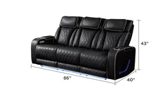 Fortuner Modern Style Upholstery Recliner Sofa Made with Wood & Massage Function Included-Black same as G150109097 (NJ inventory)