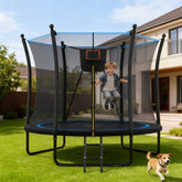 8FT Trampoline with Enclosure net and Ladder, Outdoor Trampoline for Kids and Toddlers, Backyard Recreational Trampoline