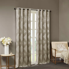 Ogee Knitted Jacquard Total Blackout Curtain Panel(Only 1 Pc Panel)