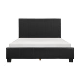 Contemporary Design Full Platform Bed 1pc Black Faux Leather Upholstery Bedroom Furniture