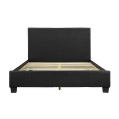 Contemporary Design Full Platform Bed 1pc Black Faux Leather Upholstery Bedroom Furniture
