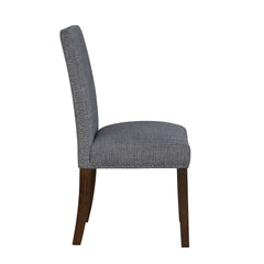 Gray Brown Dining Chairs Set of 2, Gray Upholstered Comfort Seat Back Nailhead Trim Wooden Dining Furniture