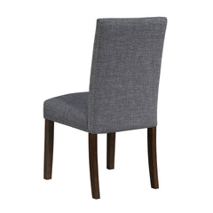 Gray Brown Dining Chairs Set of 2, Gray Upholstered Comfort Seat Back Nailhead Trim Wooden Dining Furniture