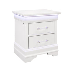 CHARLSTON WHITE NIGHTSTAND WITH LED