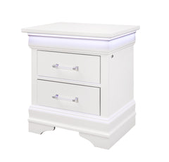 CHARLSTON WHITE NIGHTSTAND WITH LED