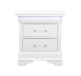 CHARLSTON WHITE NIGHTSTAND WITH LED