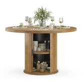 43" Round Dining Table for 4 People, Small Wood Kitchen Table with Sturdy Metal Base, Modern Round Dinner Table for Dining Room, Easy Assembly