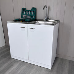 Napoles Utility Sink With Cabinet, Double Door, One Shelf -White