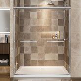 56"-60" W x 72" H Chrome Aluminum Frame Double Sliding Shower Door, 1/4" (6mm) Clear Tempered Glass With Explosion-proof Film, Dual Stainless Steel Handles