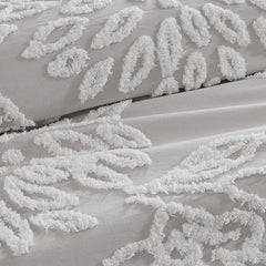 Full/Queen 3 Piece Tufted Cotton Chenille Floral Duvet Cover Set