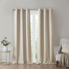 Tonal Printed Faux Silk Total Blackout Curtain Panel Pair(2 Pcs Window Panels)