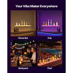 LED Lighted Liquor Bottle Display, 1-Tier 48 Inches Whiskey Rack, Supports USB, Illuminated Home Bar Shelf with RF Remote & App Control, 7 Static Colors, Acrylic Lighted Shelf for 12 Bottles