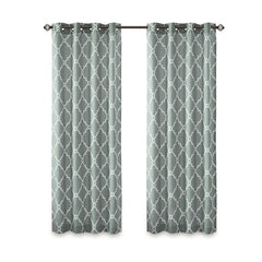 Fretwork Print Grommet Top Window Curtain Panel(Only 1 Pc Panel)
