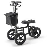 Folding Knee Scooter, Carbon Steel Steerable Knee Walker with Height-Adjustable Handlebar & Knee Pad, 12" All-Terrain Wheel, Dual Brakes, Leg Recovery Scooter for Injured Ankle Foot Knee, 350LBS
