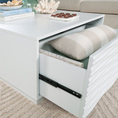 Coastal Coffee Table with Drawer, White finish