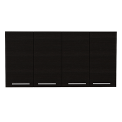 Wall Cabinet 24" H, four Doors, with two internal Shelves and internal plate and glass organizer, Black