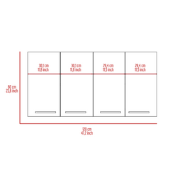 Wall Cabinet 24" H, four Doors, with two internal Shelves and internal plate and glass organizer, Black