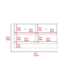 Tulip Storage Bench, Two Drawers, Two Shelves