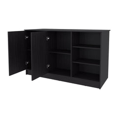 Wengue Kitchen Island with 2-Door and Open Storage