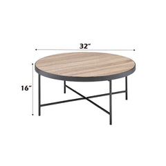 Bage Weathered Gray Oak & Metal Finish Coffee Table